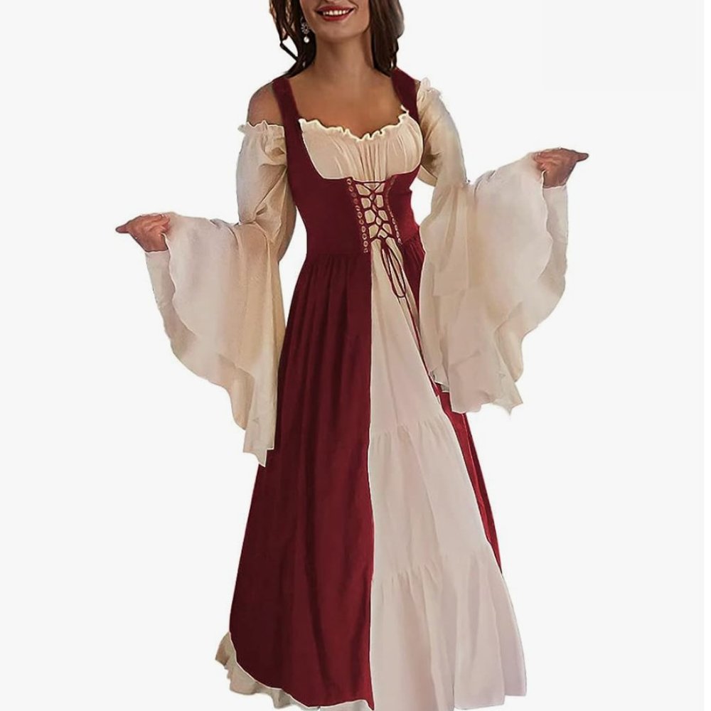 NWT!  Costume Renaissance Medieval Over Dress Only Burgundy (size Medium)